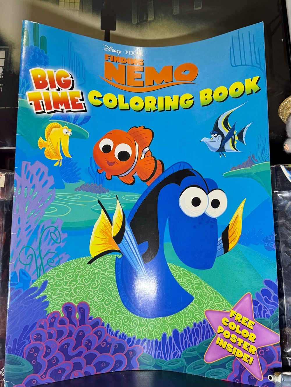 Vintage 2004 Disney Finding Nemo Big Time Coloring Book With Colored Poster